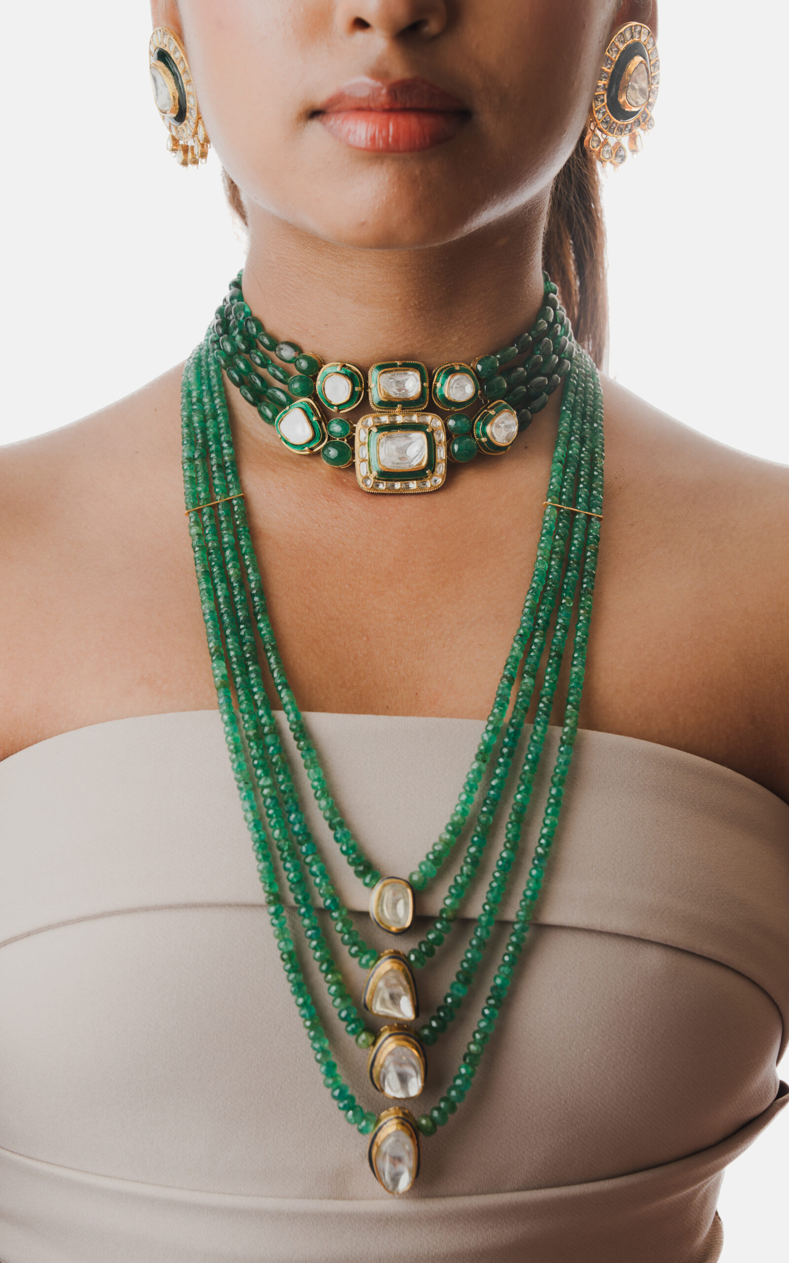Green Layered Necklace Set