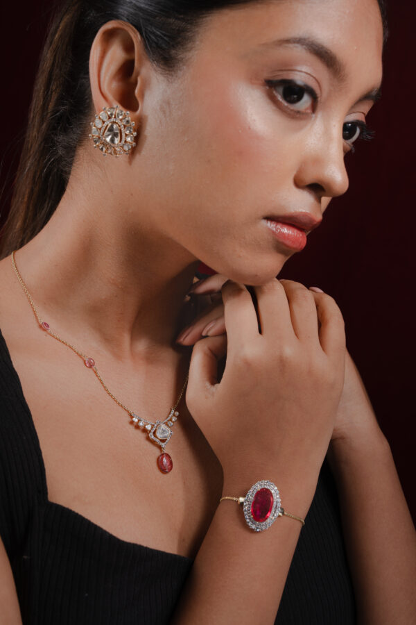 Pink Stone Gold Necklace