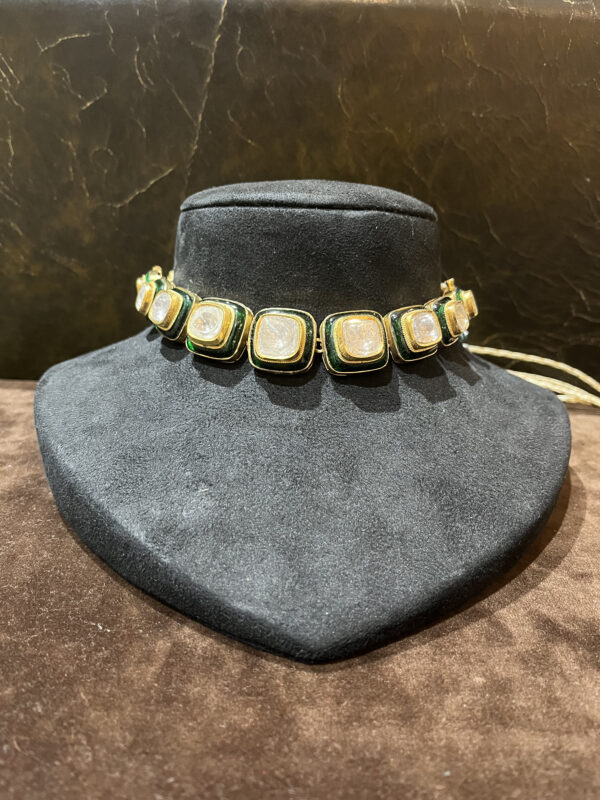 choker crafted with bold square polki-style stones