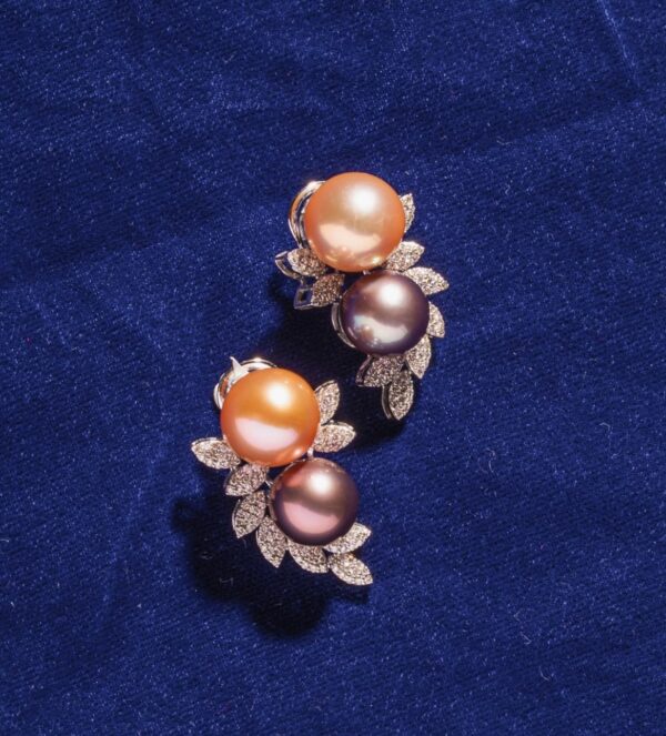 twin-tone pearls paired with diamond-studded